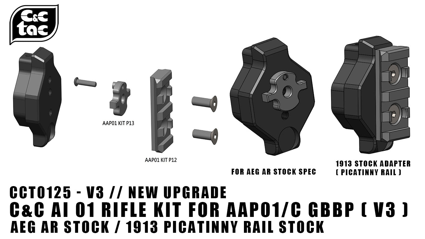 C&C AI 01 V3 Rifle Kit for AAP01 / AAP01C GBBP ( Action Army AAP-01 / AAP-01C ) ( Version 3 Compatible AEG M4 AR Stock / 1913 Picatinny Rail Stock )
