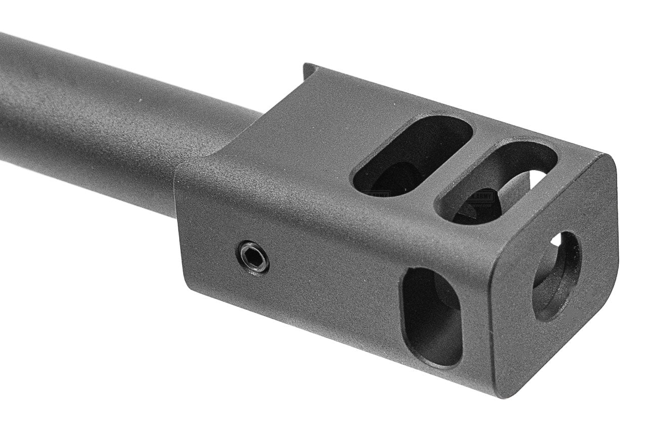 C&C G17G5 Outer Barrel Match 4-Port Compensator 14mm CCW Roland KK* Style For Marui TM G17 Gen5 MOS GBBP Series ( Black / Silver )