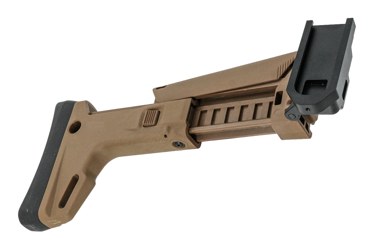 C&C Tac Adjustable Folding Stock For Cybergun GM FN HERSTAL SCAR L MK2 GBBR ( ACR Style ) ( FDE )
