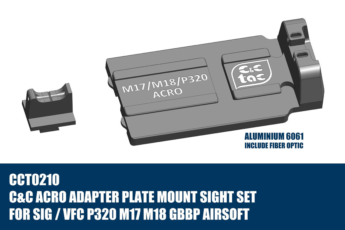 C&C Tac ACRO Adapter Plate Mount Sight Set For SIG / VFC P320 M17 M18 GBBP Series